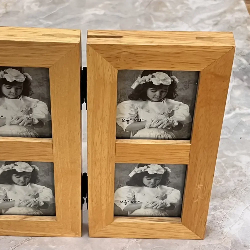 Three Panel Screen Wood Collage Photo Picture Frame Multi Picture 2x2.5